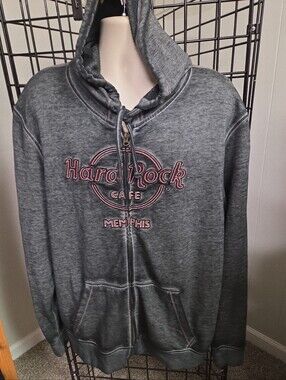 Hard Rock Cafe Memphis Tennessee Full Zip Hoodie Hooded Sweatshirt 2XL